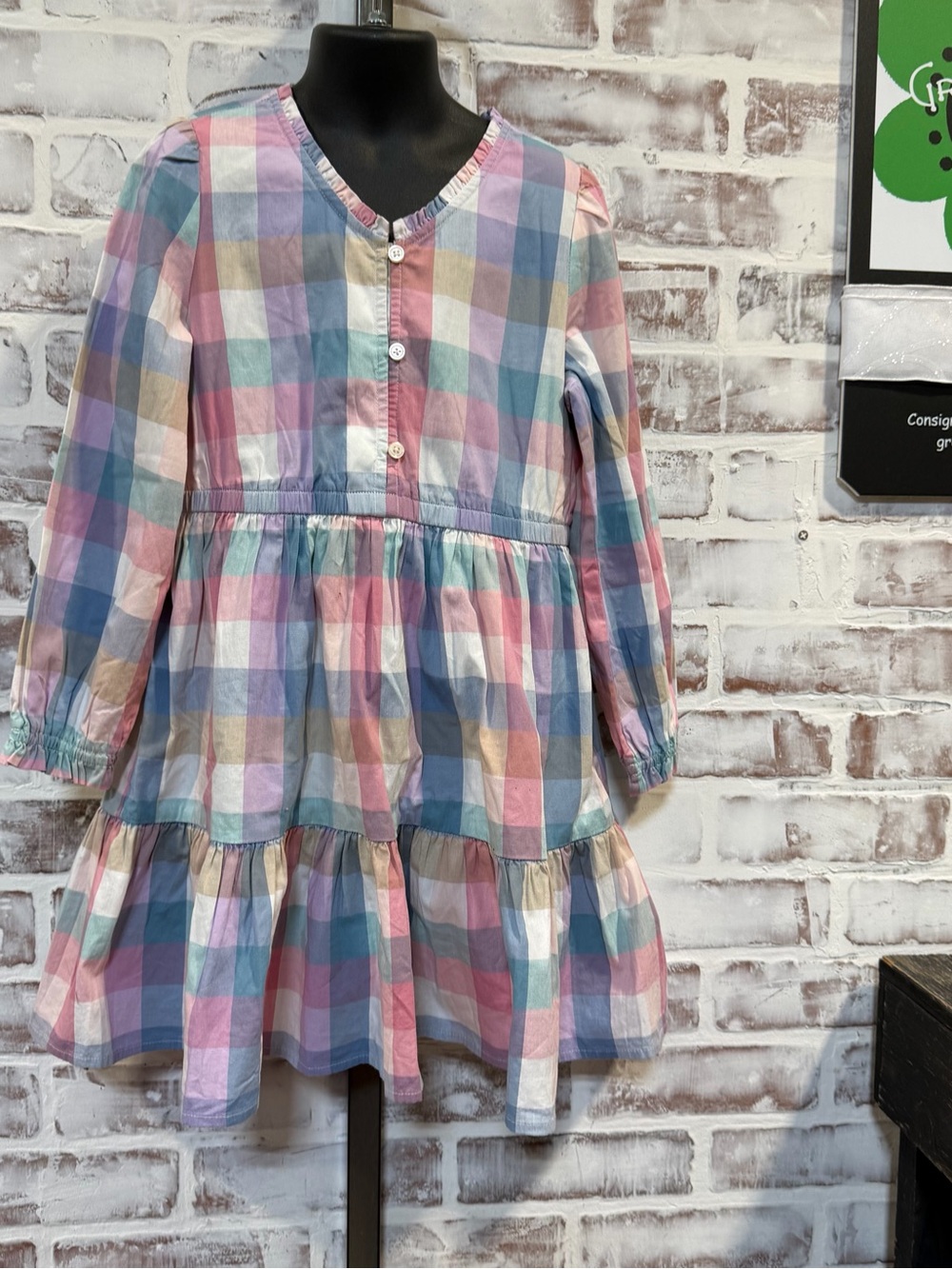 Girls Pastel Plaid Tiered Dress crewcuts youth 7